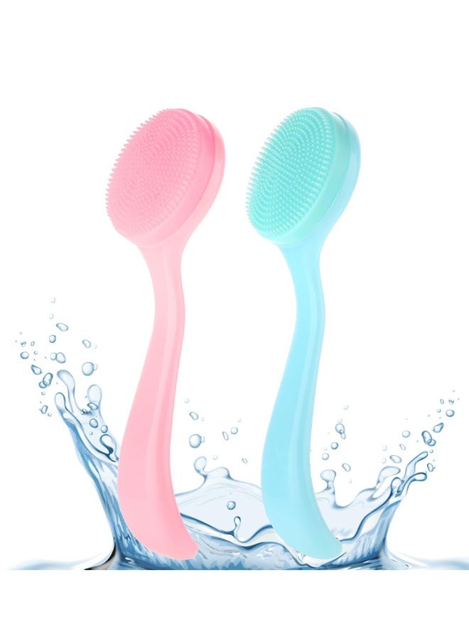 قطعتان من فرشاة تنظيف الوجه المصنوعة من السيليكون للعناية بالبشرة، فرشاة تنظيف الوجه للتنظيف والتقشير وإزالة بقايا المكياج - Image 1